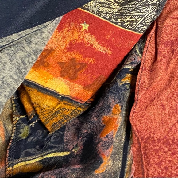 Vintage CAROLE LITTLE Blazer Women 16 Patchwork Art To Wear Oversized Rayon USA - Picture 5 of 15